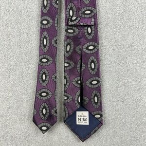 Scabal No 12 Savile Row Tie Mens One Size Purple Geometric 100% Silk Italy